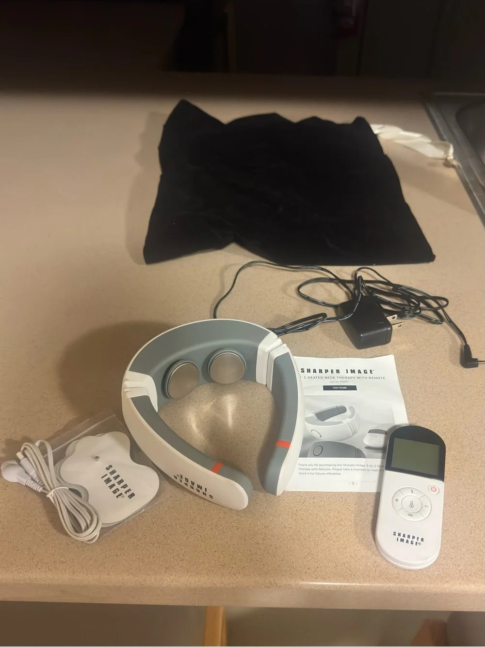 Sharper Image White and Gray Neck & Head Massager with Remote